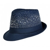 Fedora Hats w/ Rhinestones - Blue